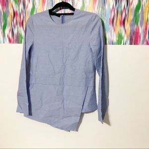 CEDRIC CHARLIER LIGHT BLUE BLOUSE ASYMMETRIC HEM